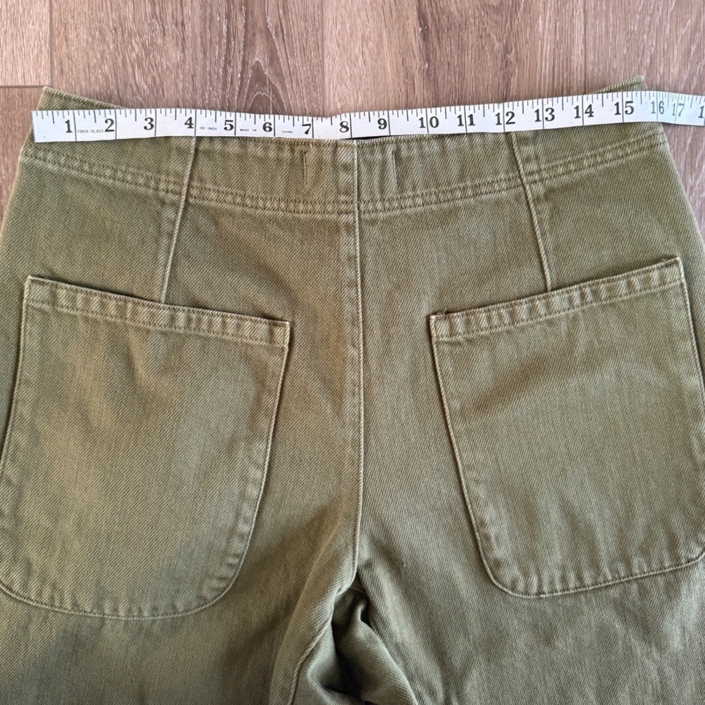We The Free People Barrel Leg Utility Pants Green Button Fly Cotton Size 30 - Picture 7 of 7